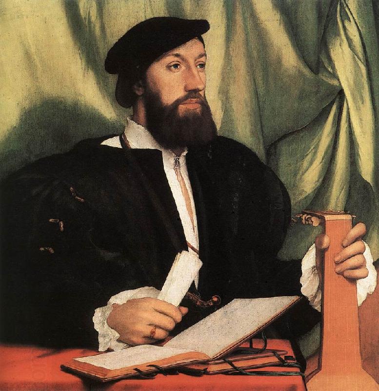 HOLBEIN, Hans the Younger Unknown Gentleman with Music Books and Lute sf